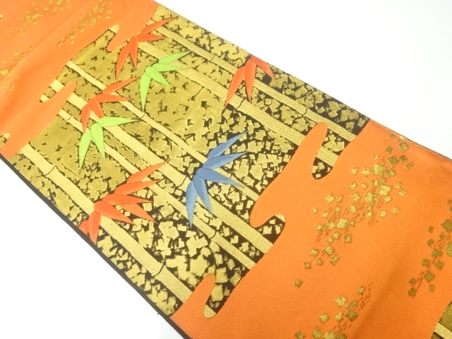 JAPANESE FUKURO OBI / WOVEN BAMBOO GROVE